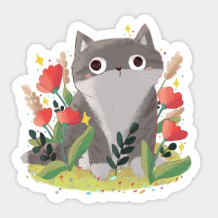 Cute gray cat Sticker